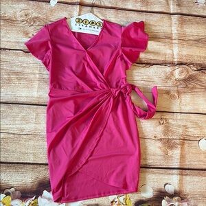 SHEIN Pink Wrap Dress